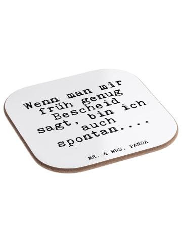 Mr. & Mrs. Panda Glas-Untersetzer Wenn man mir früh... mit Spruch in Weiß