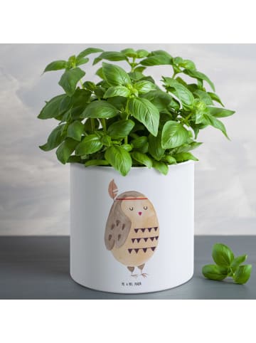 Mr. & Mrs. Panda Großer Blumenkübel Eule Federschmuck ohne Spruch in Weiß
