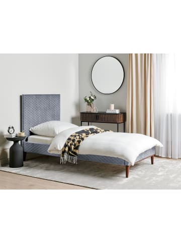 Beliani Einzelbett BAYONNE in Grau/Dunkler Holzfarbton - (W) 101 x (H) 121 x (L) 212 cm