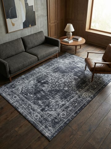 KADIMA DESIGN Teppich Flachgewebe Waschbar Orientalisch PIZOL Strapazierfähig in Schwarz