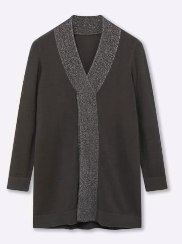 sheego Long-Pullover in graphit-grau-meliert