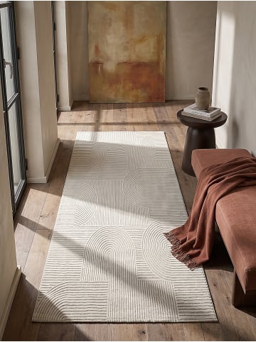 KADIMA DESIGN ERESMA Teppich Kurzflor Creme 80x150 Geometrisch Polyester Wohnzimmer in Creme