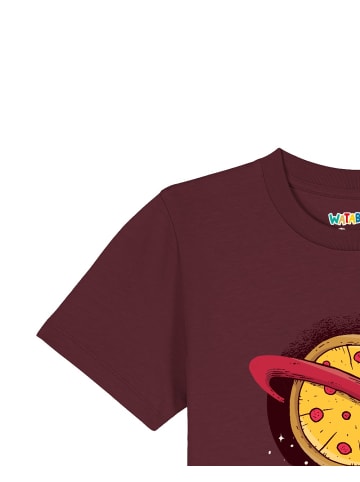 wat? Apparel T-Shirt Pizza Planet in Weinrot