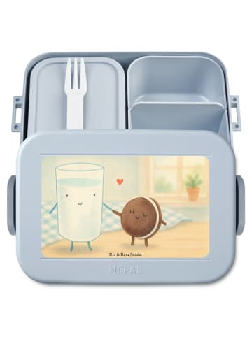 Mr. & Mrs. Panda Brotdose Milch Keks Design ohne Spruch in Blau Pastell