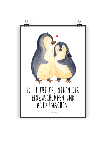 Mr. & Mrs. Panda Poster Pinguine Einschlafen mit Spruch in Weiß