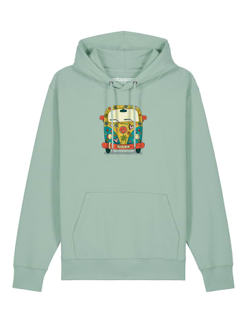 wat? Apparel Sweatshirt Hippies Bus in Aloe