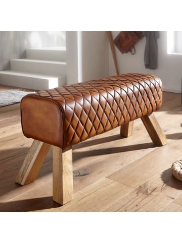 KADIMA DESIGN Sitzbank | Echtleder/Holz, 89x46x35cm, Turnbock, Design