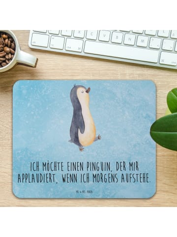 Mr. & Mrs. Panda Mauspad Pinguin mHerzieren mit Spruch in Eisblau