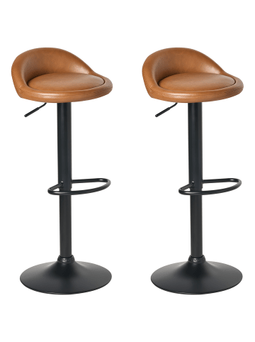 Beliani 2er-Set Drehhocker MEEDER in Braun/Schwarz