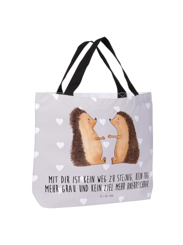 Mr. & Mrs. Panda Tasche Igel Liebe mit Spruch in Grau Pastell