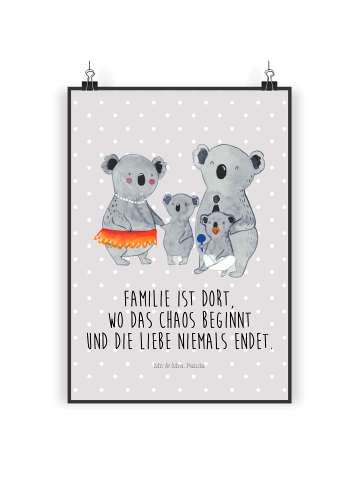 Mr. & Mrs. Panda Poster Koala Familie mit Spruch in Grau Pastell