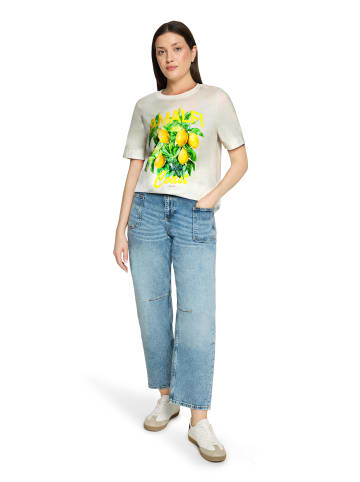 CARTOON Kurzarm-Shirt mit Rundhalsausschnitt in Patch Creme/Yellow