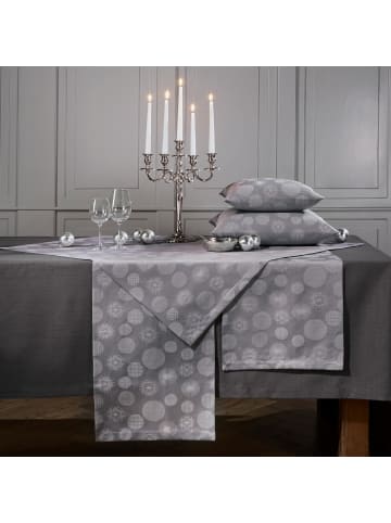 Erwin Müller Jacquard, Baumwollmischung Tischläufer Calvia in silber