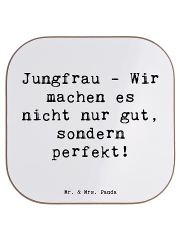 Mr. & Mrs. Panda Glasuntersetzer Spruch Jungfrau Perfektion mit ... in Weiß