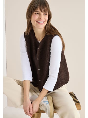Cecil NOS Curly Fake Wool Vest in Macchiato Brown