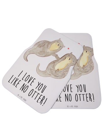 Mr. & Mrs. Panda Autoteppich Otter Hände halten mit Spruch in Weiß