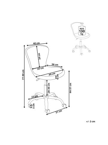 Beliani Bürostuhl MARGATE in Weiß/Gold/Schwarz - (W) 44 x (H) 77 x (L) 38 cm