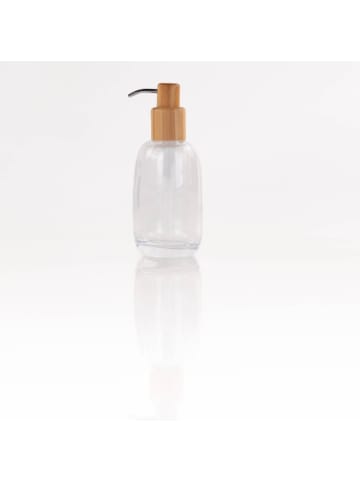 4Living Seifenspender LINA, Glas und Bambus in Transparent, 7,7 x 7,7 x 18,7 cm
