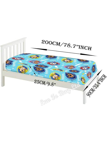 BrandMac Paw Patrol Spannbettlaken, 90 x 200 cm, für Einzelbett, 100% Baumwolle