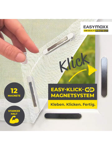 EASYmaxx Moskitonetz 2er-Set 110x130cm weiß 12 Magnetbefestigung für Fenster Transparent