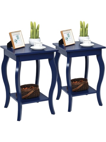 COSTWAY Nachttisch 2er Set in Blau