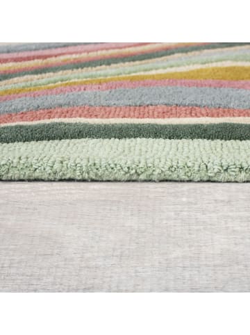 KADIMA DESIGN Teppich Wolle Handgetuftet DERWENT Wellen Muster Wohnzimmer in Multicolor-Grün