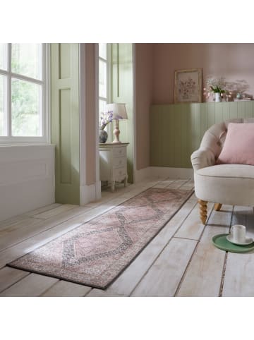 KADIMA DESIGN Waschbarer Teppich Medallion Muster, Orientalisch, Wohnzimmer in Rosa