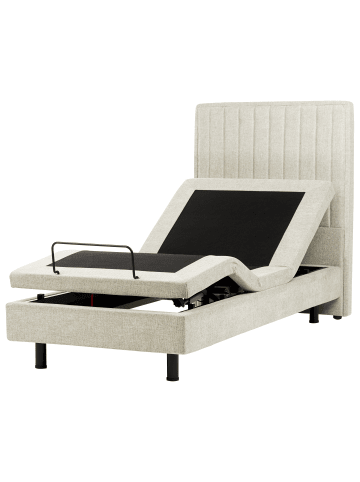 Beliani Einzelbett DUKE II in Beige/Schwarz - (W) 90 x (H) 120 x (L) 216 cm