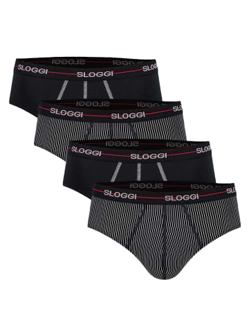 Sloggi Slip 4er Pack in Schwarz/Dunkelgrau