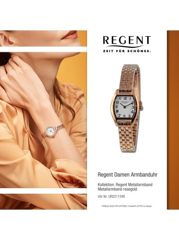 Regent Armbanduhr-Analog rosegold extra groß (ca. 23x30mm) Regent Metallarmband