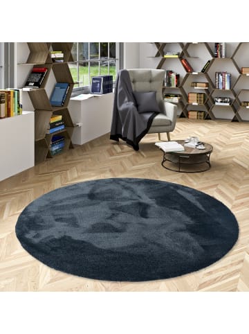 Snapstyle Hochflor-Teppich Livorno Rund in anthrazit