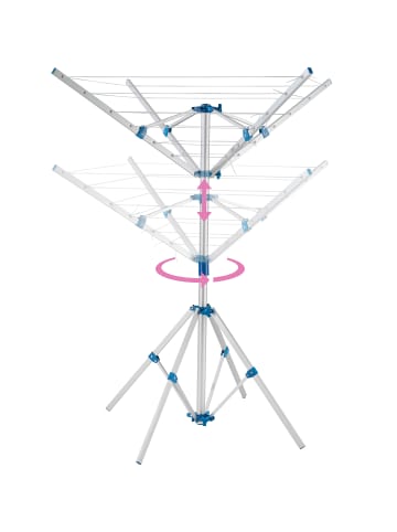 tectake Mobile Wäschespinne aus Aluminium  102 x 102 x 160 cm, grau