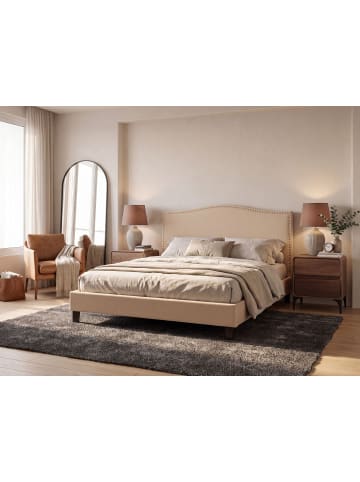Beliani 2-tlg Doppelbett MONTPELLIER in Beige/Schwarz