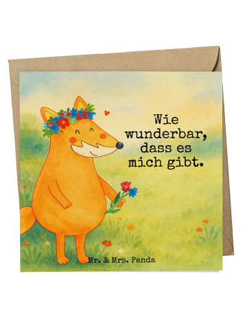 Mr. & Mrs. Panda Glückwunschkarte Fuchs Blumen Design mit Spruch in Weiß