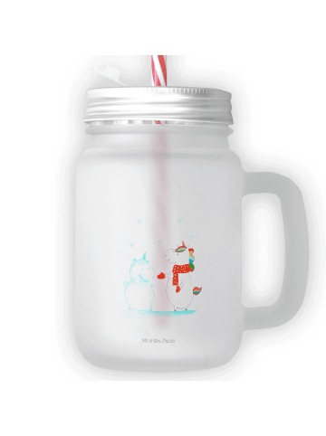 Mr. & Mrs. Panda Glas Einhorn Schneemann ohne Spruch in Transparent