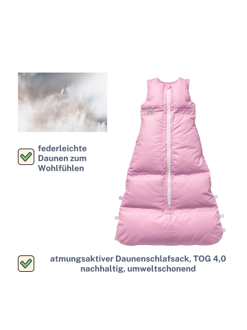 Kinderhaus Blaubär ARO Artländer Daunenschlafsack TOP in Rose Uni