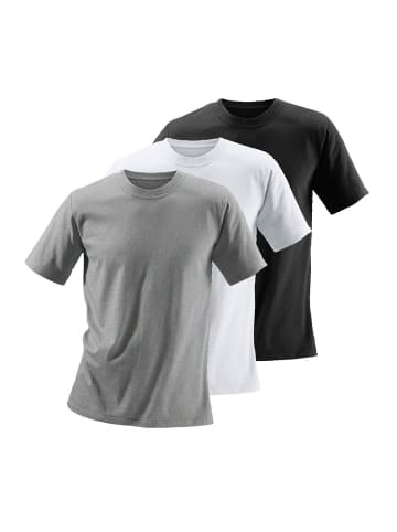 H.I.S T-Shirt in grau-meliert, weiß, schwarz