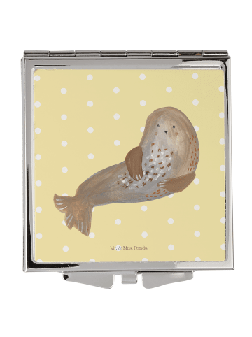 Mr. & Mrs. Panda Kosmetikspiegel Robbe Lachen ohne Spruch in Gelb Pastell