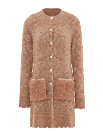 faina Damen Strickjacke in Dunkelrosa Rosa Gold