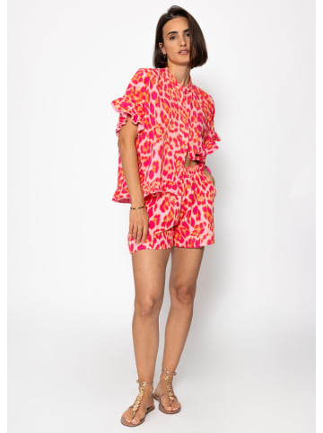 SASSYCLASSY Musselin Bluse mit Rüschensaum in Pink