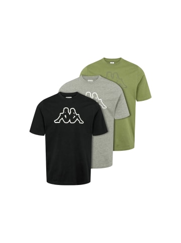 Kappa T-Shirt Cromen 3-pack in Grey mel-black-olive green