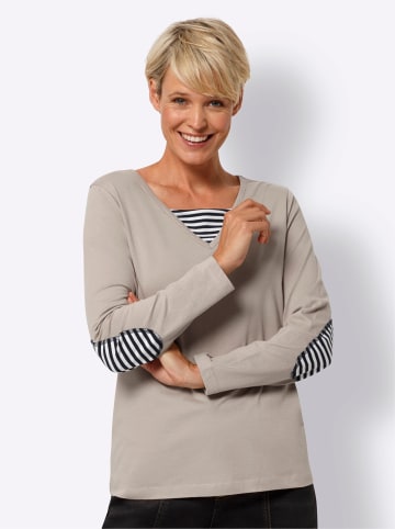 Sieh an! 2-in-1-Langarmshirt in sesam