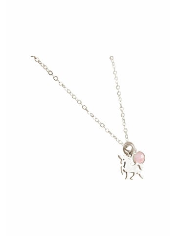 Gemshine Halskette Einhorn und Rosenquarz Edelstein in silver coloured