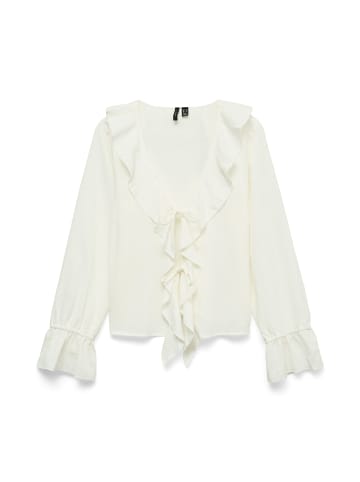 Vero Moda VMJAMIE TIE LS TOP WVN in Snow White