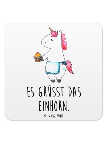 Mr. & Mrs. Panda Glasuntersetzer Einhorn Muffin mit Spruch in Weiß
