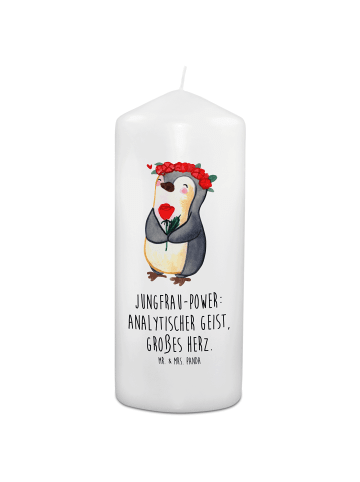 Mr. & Mrs. Panda Kerze Jungfrau Astrologie mit Spruch in Weiß