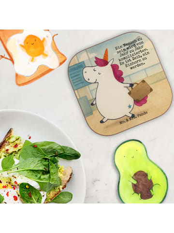 Mr. & Mrs. Panda Untersetzer Glas Einhorn Koffer Design mit Spruch in Weiß