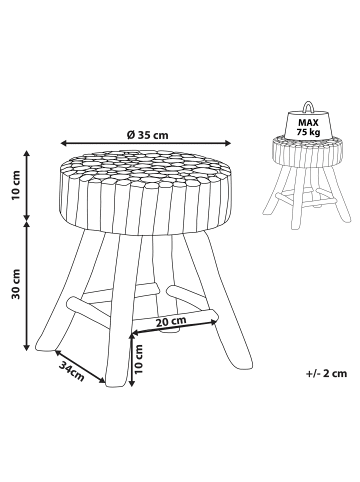 Beliani Beistelltisch NAMPA in Braun - (W) 35 x (H) 40 x (L) 35 cm