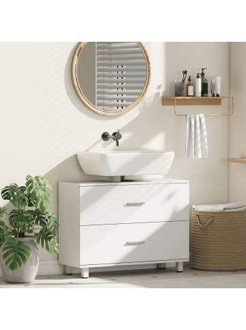 HOMCOM Waschbeckenunterschrank-80L x 30B x 60H cm-Weiß