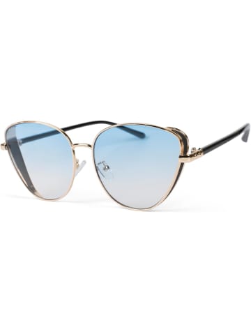 styleBREAKER Cateye Sonnenbrille in Gold / Blau getönt